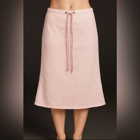 Crossing Pointe Skirt 2XW light Pink Linen Embroidered Drawstring Hem - Picture 1 of 7